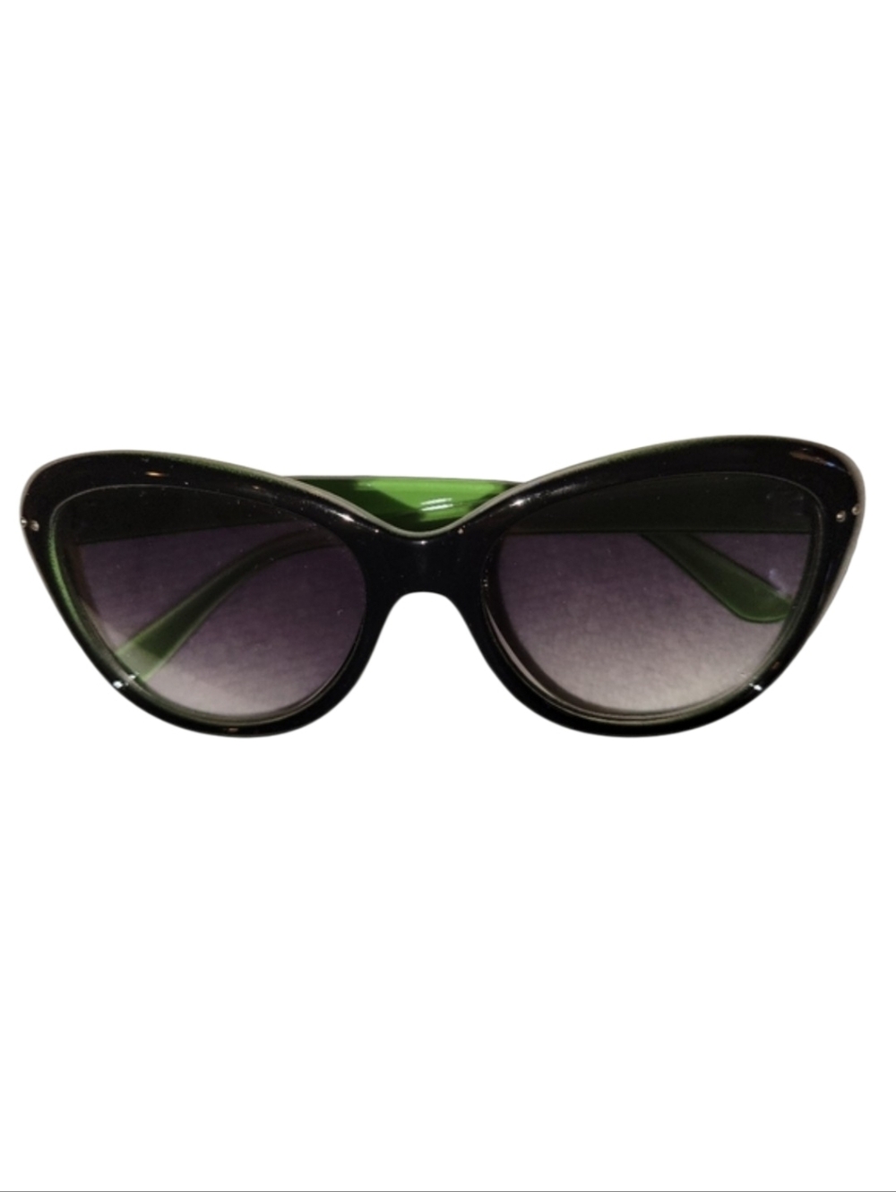 Black Cat Eye Sunglasses With Green Interior